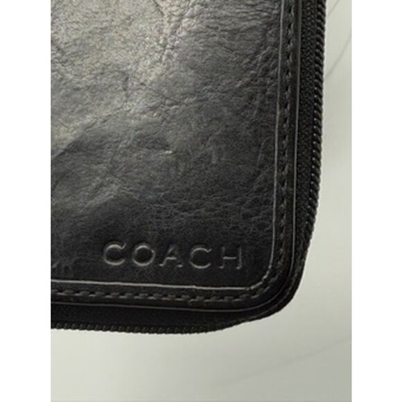 RETAIL $295 Coach Black Leather and Canvas Stripe on Spine Continental Wallet - Picture 7 of 13